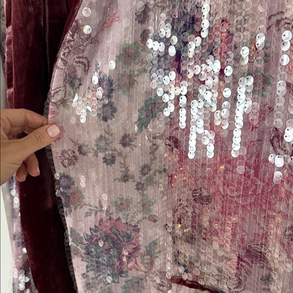 Free People Sparkling Velvet Robe - Pink and Burgundy - Picture 2 of 4